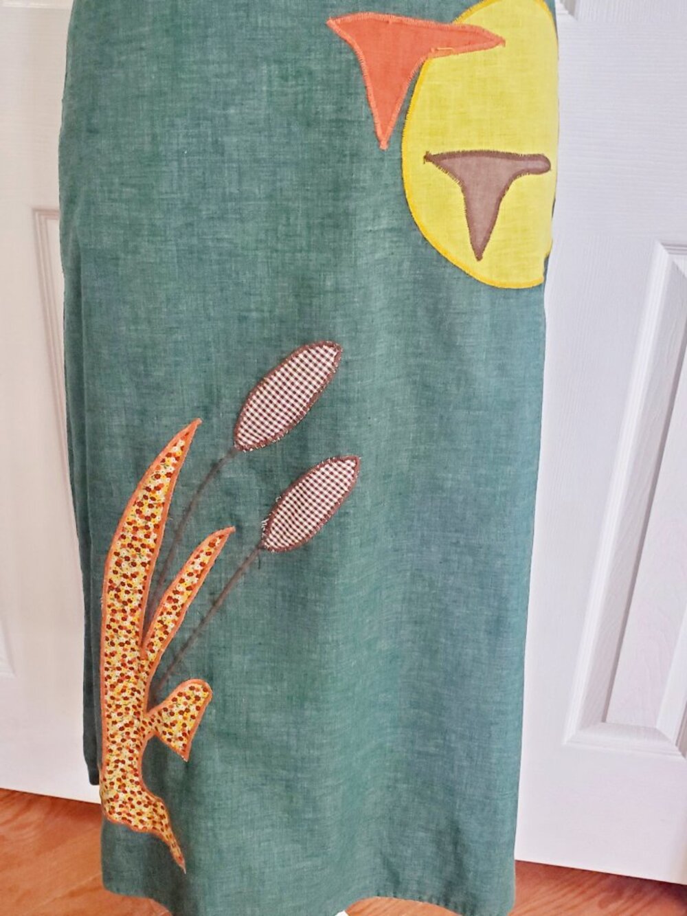 Vintage The Pond Reversible Wrap Skirt Cottagecore Gingham Folk Art Midi Skirt M - Picture 12 of 13
